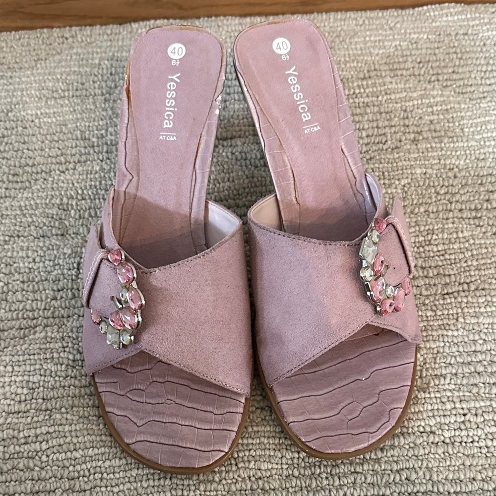 Yessica Pink Women's Slide jeweled Sandals